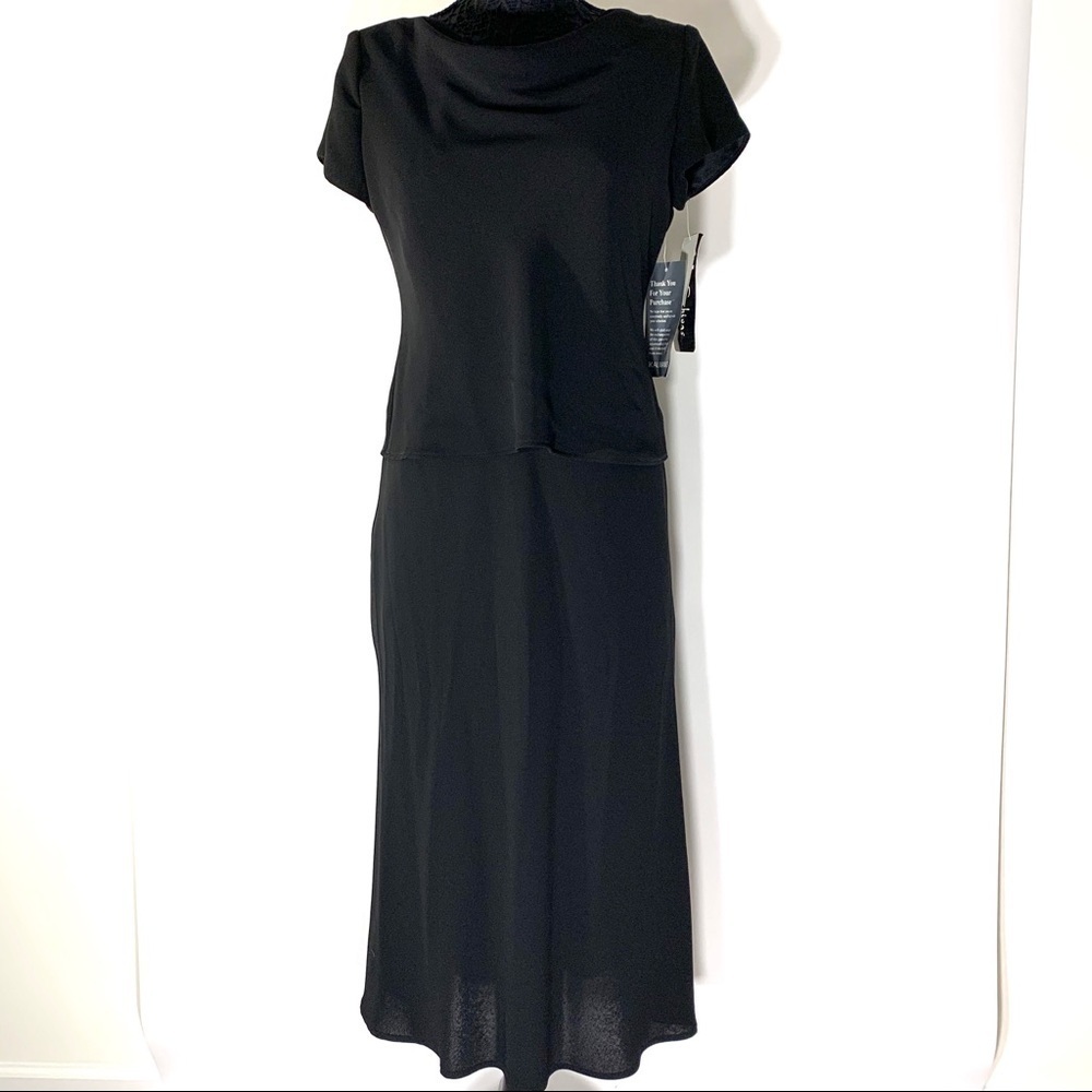 Vintage SL Fashion Short Sleeve Black Dress